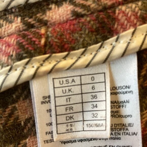 Brooks Brothers NWOT Women’s Plaid Italian Wool Blazer. Pink/gray. Size 0. - Picture 7 of 9